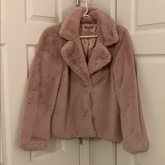 Jou Jou Jackets & Blazers - COPY - Dusty Rose Faux Fur Coat